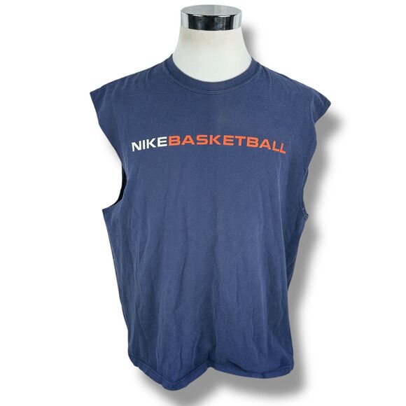 Vintage Nike Basketball Tank Top Men’s XL Blue Cotton Crew Sleeveless 90s USA - Picture 1 of 9